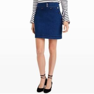 Club Monaco Haldys Denim Skirt jean mini Button Front Nautical Sailor Blue SZ 2